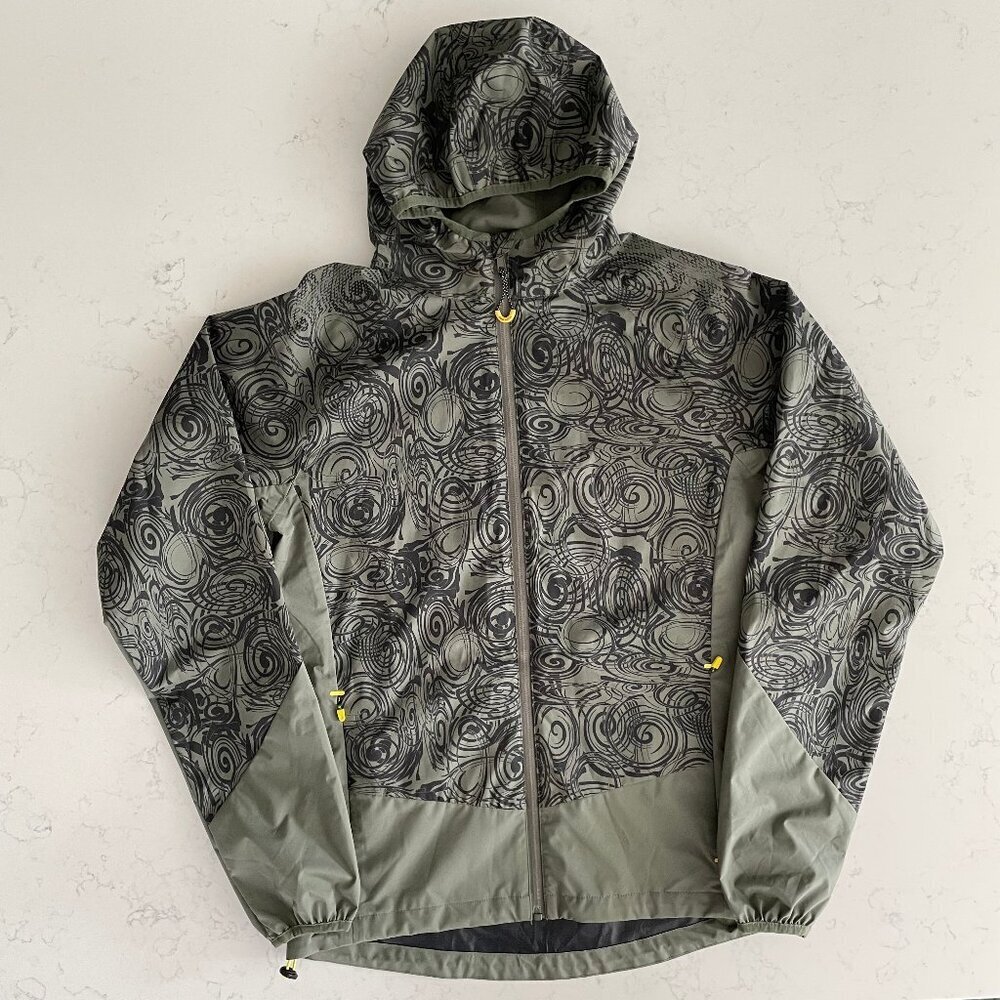 BMW Casual Full Zip Waterproof 100% Poly Hooded Jacket Sage Grn Dk Gry Sz S NWOT